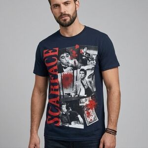 Scarface Graphic T-Shirt - Black and Red Small Size